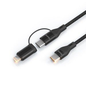 moac NY 메탈 2 in 1 USB C-C & 8핀 멀티 PD 고속충전 케이블 MR-PD-NY2IN1, 1.5m, 블랙, 1개