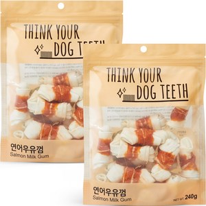 강아지 Think you dog teeth 연어우유껌 소형 240g 15p, 연어우유, 2개