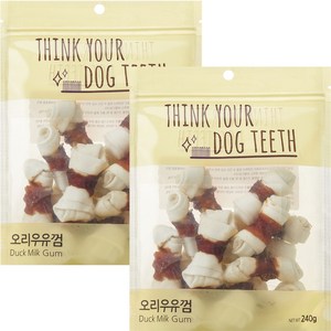 강아지 Think your dog teeth 오리우유껌 소형 240g 15p, 2개