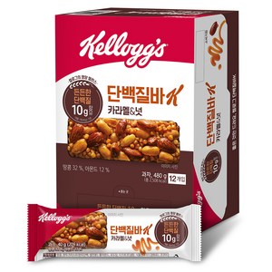 켈로그 단백질바K 카라멜&넛 12p, 480g, 1개