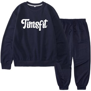 TIMSFIT 남녀공용 빅사이즈 시그니처 빅로고 맨투맨 조거팬츠 셋업