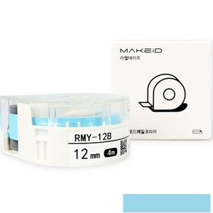 로드메일코리아 MAKEiD 라벨테이프 라벨지 12mm, 파랑바탕 + 검정글씨(RMY-12B), 4m