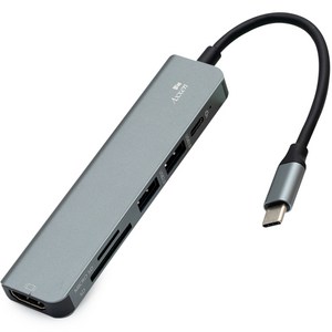 액센 6in1 C타입 USB 3.0 HDMI PD MSD 멀티허브 MH20, 그레이, 1개