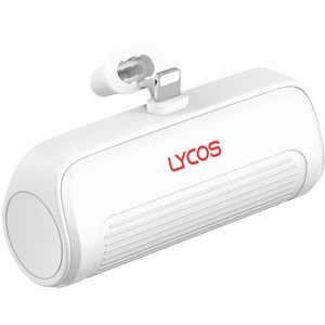 라이코스 미니 무선 일체형 보조배터리 5000mAh 8핀, LYCOS-M50008P, 스노우화이트