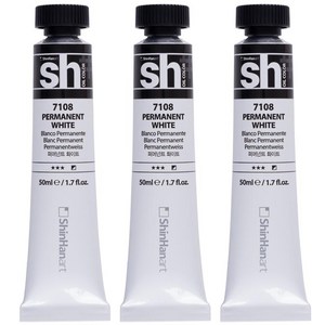 신한화구 sh 유화 Tube 물감 퍼머넌트 화이트, 50ml, 3색