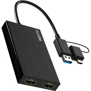 넥스트유 노트북모니터 2개 연결 USB C/A HDMI 듀얼 디스플레이 어댑터 5322TCH-DUAL, 1개, 10cm