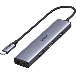 유그린 5Gbps C타입 USB 고속 멀티 허브 CM473, 그레이, 1개