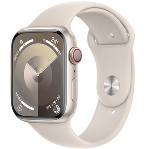 Apple 애플워치 9 GPS+Cellular, 45mm, 알루미늄, 스타라이트 / 스타라이트 스포츠 밴드, S/M