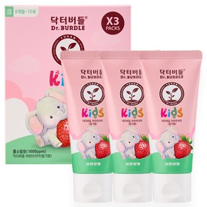 닥터버들 불소함유 어린이 치약 딸기향, 60ml, 3개