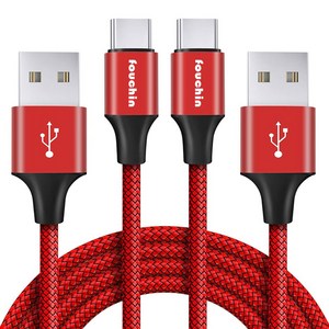 갠지라이프 USB A타입-USB C타입 고속 충전 케이블, 1.5m, 레드, 2개