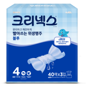 크리넥스 빨아쓰는 위생행주 블루, 40개입, 3개