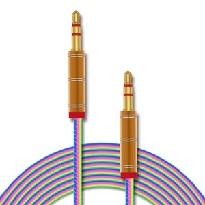 칼론 무지개 패브릭 AUX 스테레오 케이블, APC-A21, 골드, 1개