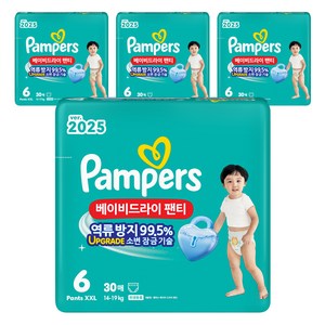 팸퍼스 2025 베이비드라이 팬티형 기저귀 남녀공용, 6단계, 120매