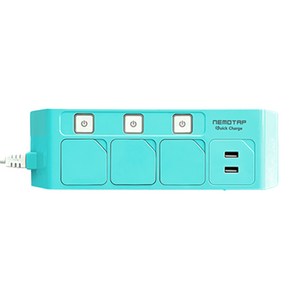 네모탭 고속충전 A타입 스위치 개별 멀티탭 3구 SY-NB3 USB QC-2, 1.2m, 아쿠아민트, 1개