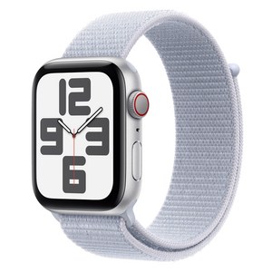 Apple 정품 2024 애플워치 SE 2세대 알루미늄 케이스, 44mm, Cellular, 실버 / 블루 클라우드 스포츠 루프, Loop