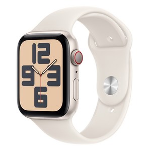 Apple 정품 2024 애플워치 SE 2세대 알루미늄 케이스, 44mm, Cellula, 스타라이트 / 스타라이트 스포츠 밴드, M/L