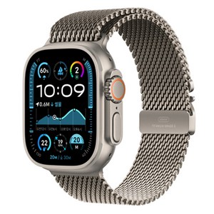 Apple 정품 2024 애플워치 Ultra 2 티타늄 밀레니즈 루프, 49mm, GPS+Cellular, 내추럴 / 내추럴, Medium