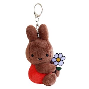 꽃을 든 미피 봉제인형, 8cm, 브라운, 1개