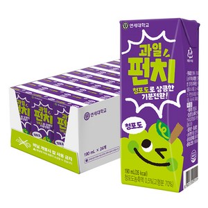 연세우유 과일펀치 청포도 음료, 190ml, 24개