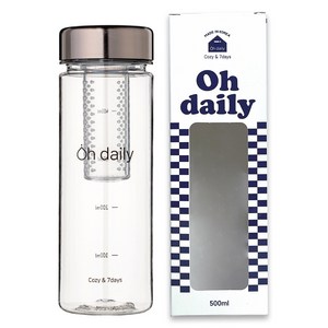 오데일리 보온보냉 티백망 트라이탄 물병, 블랙, 1개, 500ml