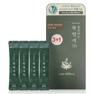 베네자임 물로하는 쑥염색 7.0 염색약 10g 4p, 1개, 다크브라운