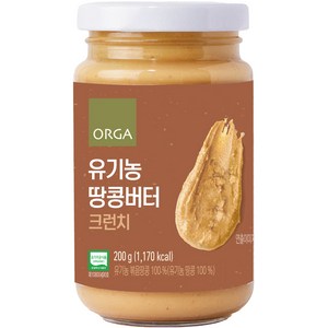 올가홀푸드 유기농 땅콩버터 크런치, 1개, 200g