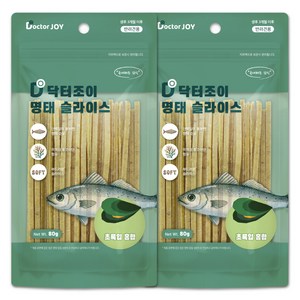 닥터조이 강아지 명태슬라이스 간식, 초록입홍합, 80g, 2개