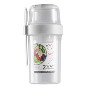 씰락 해피위더스 3in1 소스통 샐러드 2단 도시락통 310ml + 760ml + 포크 세트, 혼합색상, 1세트