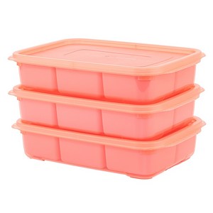 이지앤프리 유아식 6분할 큐브용기, 핑크, 3개, 1700ml