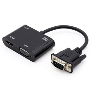컴스 VGA 컨버터 VGA to HDMIVGA 화면복제 미러링 동시출력오디오지원, 1개