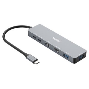 모비큐 C타입 듀얼 HDMI 6 in 1 USB A+C 충전 지원 멀티허브 EM-62HP, 그레이, 1개