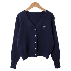 린다샵 여성용 브로세 하트 자수 데일리 브이넥 가디건 cpcd3415k51
