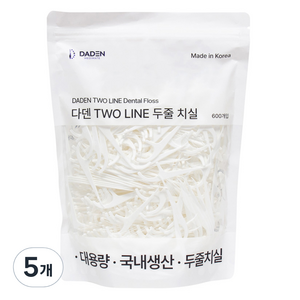 다덴픽 TWO LINE 두줄 치실, 7.6cm, 600개입, 5개