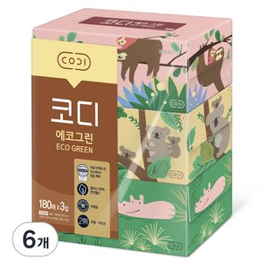 코디 에코그린 각티슈 2겹, 180매, 6개