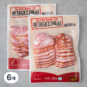 노랑오리 훈제돼지목심 바베큐 슬라이스, 400g, 6개