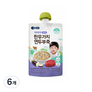 베베쿡 한우 가지 연두부죽 실온이유식 후기 100g, 6개, 한우 + 가지 + 연두부 혼합맛