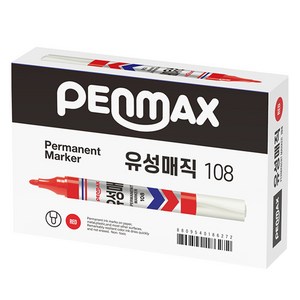 펜맥스 롱유성매직 108 12p, 적색, 1개