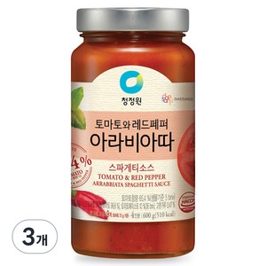 대상 청정원 아라비아따 스파게티 소스, 600g, 3개