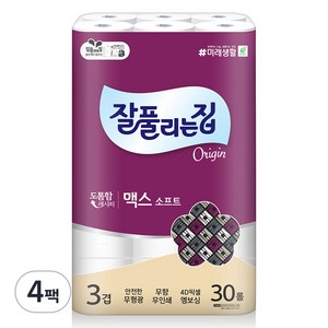 잘풀리는집 맥스소프트 화장지, 30m, 30롤, 4개