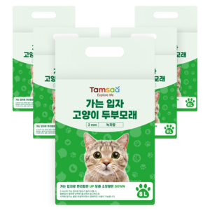 탐사 가는 입자 고양이 두부모래 2mm, 8L, 5팩, 녹차향