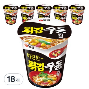 농심 튀김우동 컵면, 62g, 18개