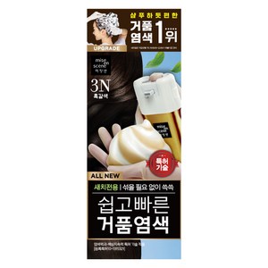 미쟝센 올 뉴 쉽고 빠른 거품 염모제, 3N흑갈색, 1개