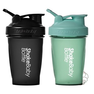 쉐이크베이비 보틀 쉐이커 2종 세트, 블랙 + 그린, 600ml, 1세트