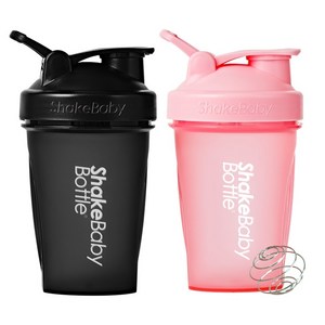 쉐이크베이비 보틀 쉐이커 2종 세트, 블랙 + 핑크, 600ml, 1세트