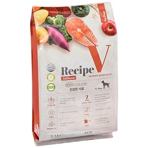 유한양행 레시피브이 세븐제로 S 강아지 사료, 연어, 2.1kg, 1개