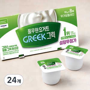 풀무원다논 그릭 설탕무첨가 플레인, 90g, 8개입, 3개