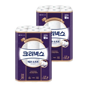 크리넥스 3겹 데코앤소프트 천연펄프 화장지, 27m, 30개입, 2개