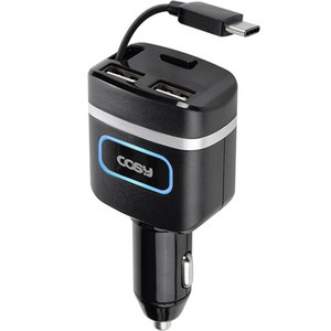 코시 QC3.0 USB 2포트 차량용 충전기, CGR3247AT, 블랙