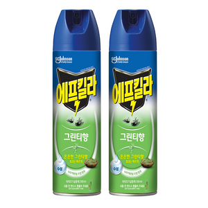 에프킬라 모기 스프레이 에어로졸 그린티향, 500ml, 2개