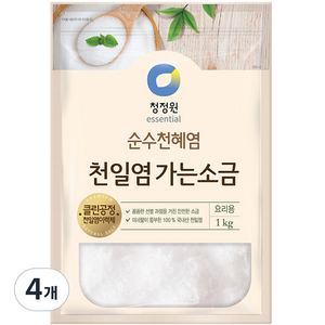 대상 청정원 천일염 가는 소금, 1kg, 4개